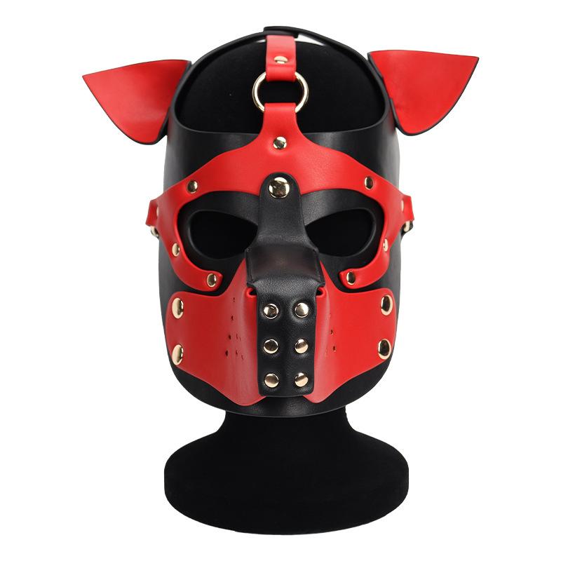 PU Hunde Vollgesichtsmasken Sexy Pupply Cosplay Tier Party Kostüme Erwachsene Kapuze Punk Maske Rollenspiel Ledermaske Kopfbedeckung