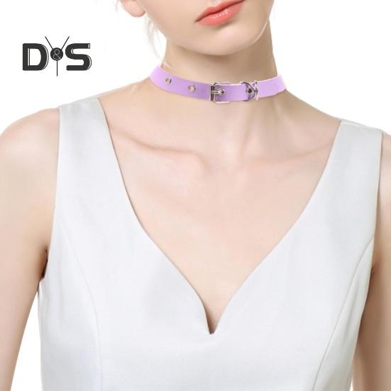 Pánský náhrdelník Vintage Punk Styl Nastavitelná Umělá kůže Jednobarevné Bukle Pin Krk Pásek Party Club Choker Šperky pro dospělé