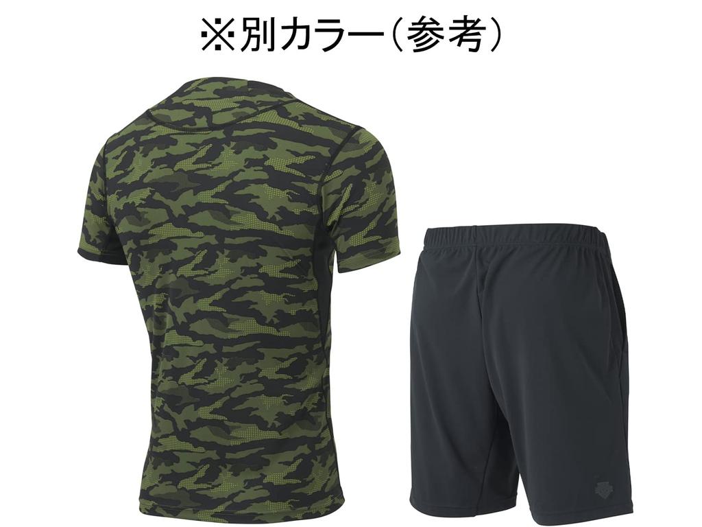 Descente Move Sport MOTION FREE FIT Graphic Short Sleeve and Shorts Set Black X T-Shirt (DMMSJA50/DMMSJD80) (M, Black)