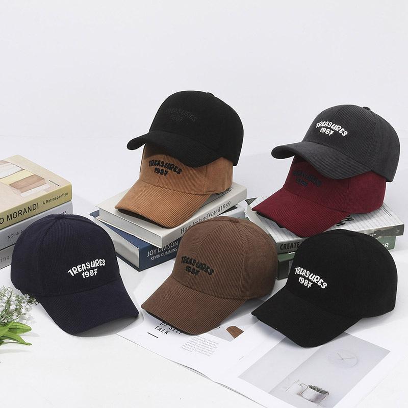 Fashion Autumn Winter Corduroy Baseball Cap For Men Women Vintage Letter Embroidery Keep Warm Snapback Hat Hip Hop Gorras