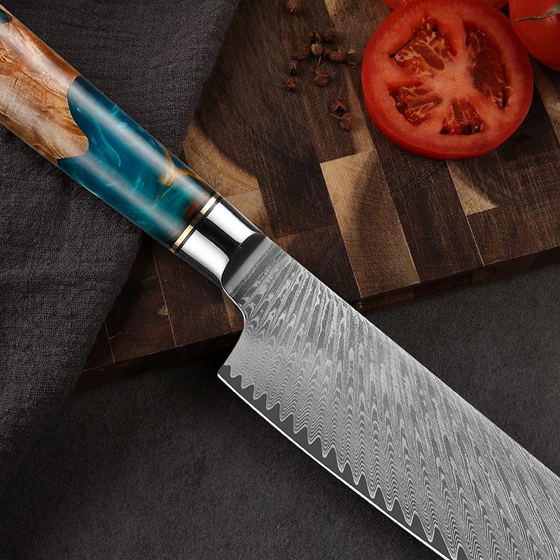 Damascus Steel Santoku Knives Fruit Vegetable Cutter Kitchen Knife Cooking Tools