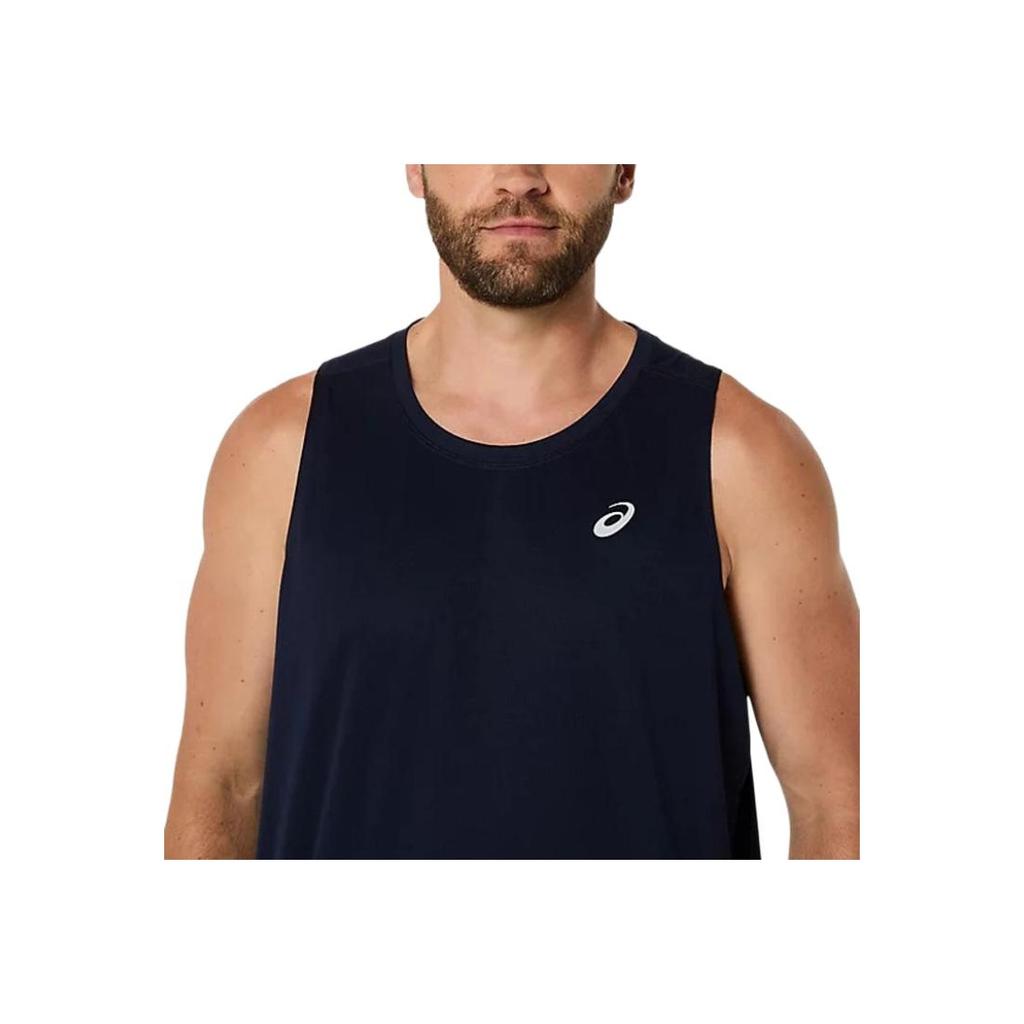 Asics Logo Round Neck Sleeveless Vest Men tops Midnight-Blue 2011D295-400