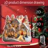 2D Flat Snowy Winter Scene Acrylic Christmas House Model Desktop Decoration, Suitable for Wall Decoration, Porch, Room, Villa, Accents Home, Hallway,