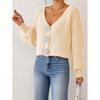Women S Knitted Cardigan Sweater Streetwear Short Top With Crochet Buttons
