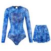 Swimsuit Women's Long Sleeve Sunscreen Swimsuit European and American Short Skirt Set Bikini