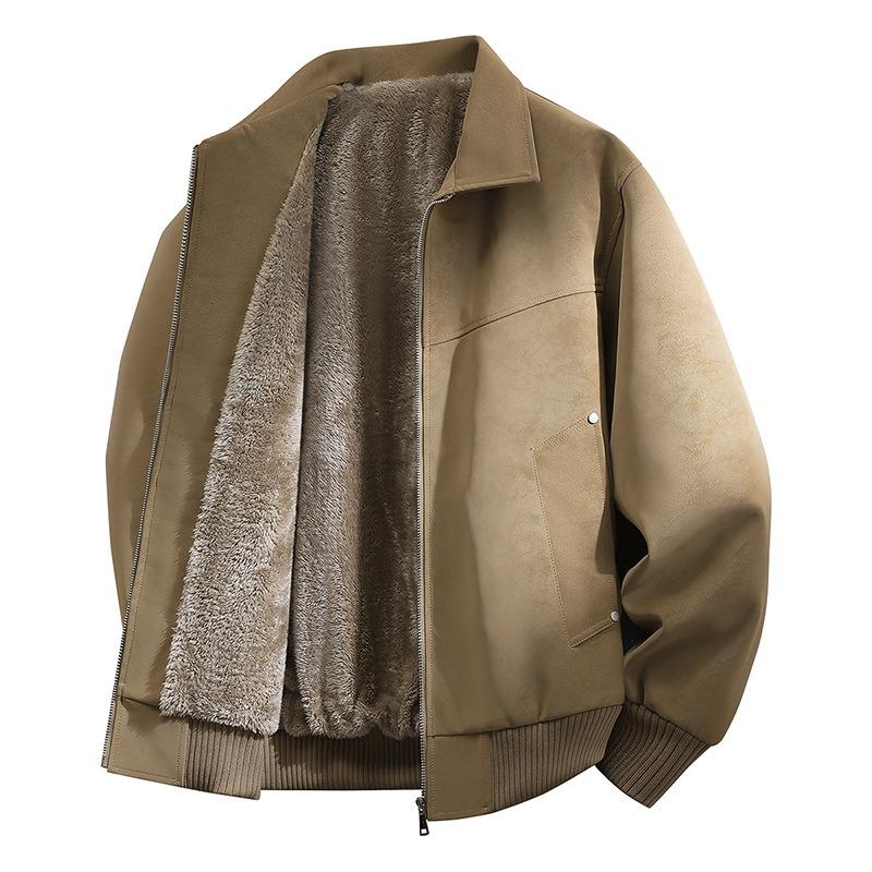 Men S Pu Leather Fleece Lined Warm Casual Jacket
