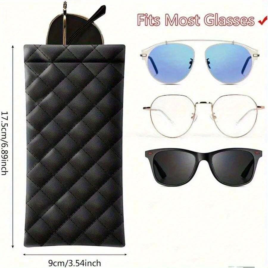 1pc/2pcs/3pcs/4pcs/8pcs Unisex Portable Compressed Eyeglasses Case - PU Leather Multi-Function Storage Bag For Glasses, Phone, Coins, Eye Mask
