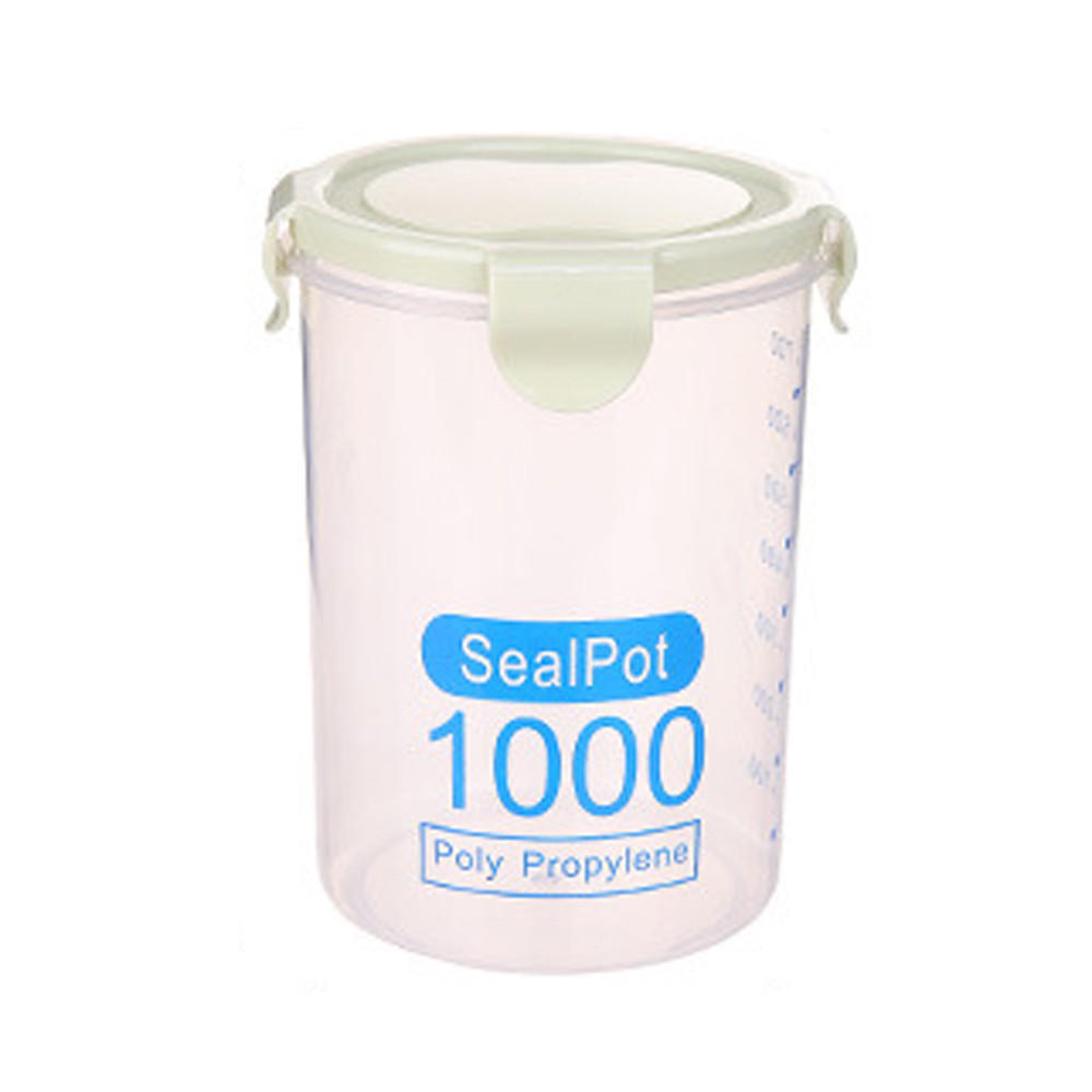 

Plastic Sealed Cans Kitchen Storage Box Transparent Food Canister Keep Fresh Jar зелений