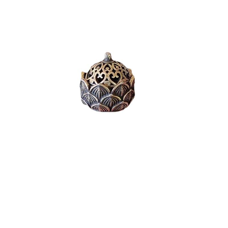 Mini Lotus Incense Burner: Pure Copper Antique Ornament