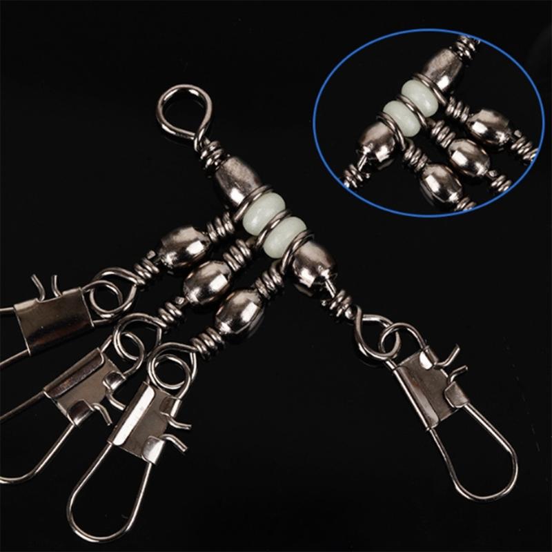 20Pcs Fishing Snap Connector 3 Way Rolling Swivels Sea Fishing Tackle Accessories Heavy Duty Fishing Lure Hook Connector