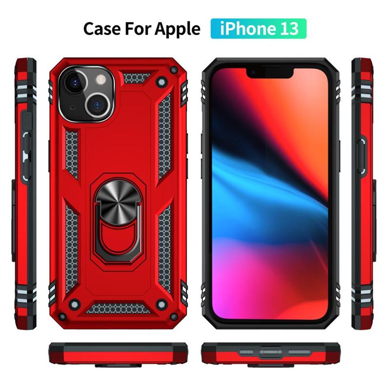 Luxury Battle Armor Holder Phone Case For iPhone 13 12 11 Pro Max X XR XS Max 8 7 6S 6 Plus Shockproof Finger Ring Stand Cover Shell Fundas Coque
