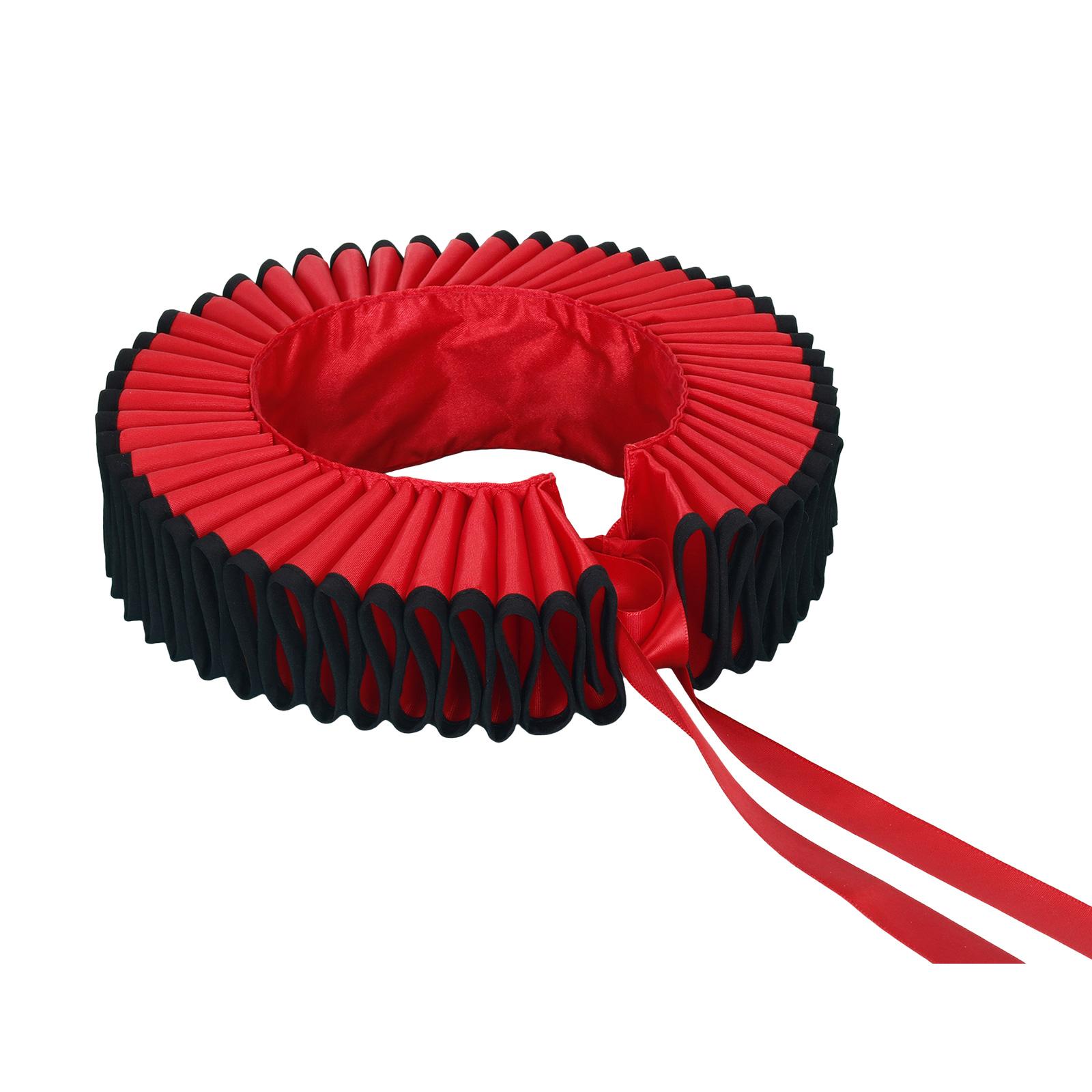 

Винтажный воротник с оборками, съемный накладной воротник для женщин и мужчин, контрастная черная окантовка, клоунский чокер, воротник-ошейник с рюшами для косплея красный