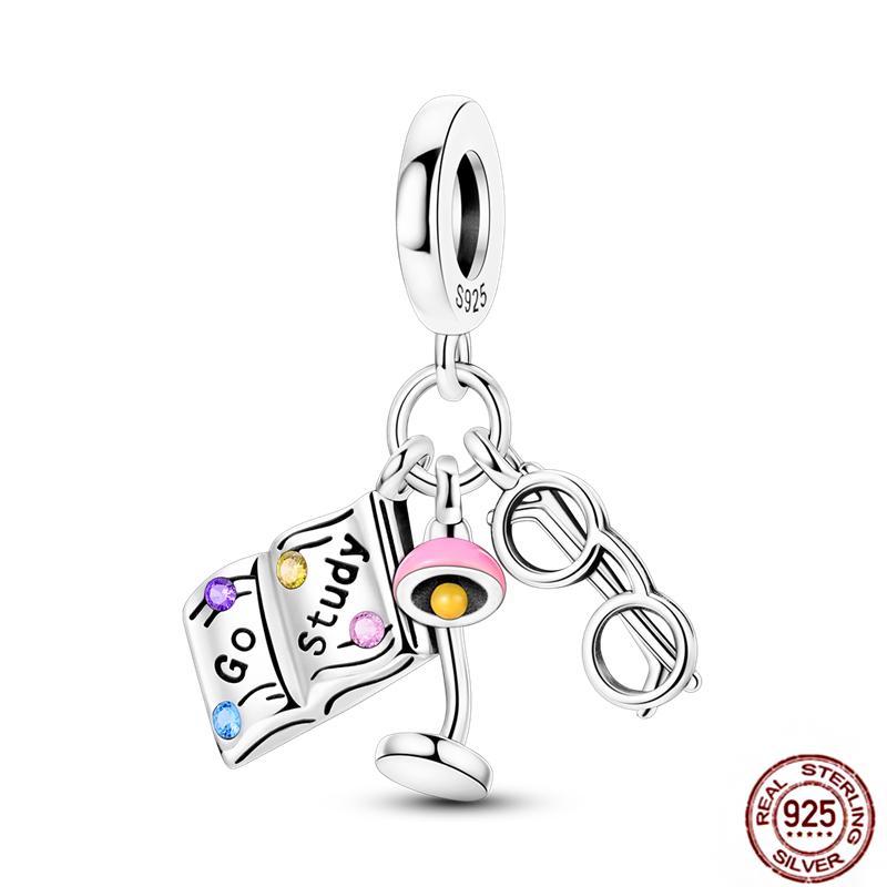 Pink Purple Series Charms Copper Murano Glass Butterfly Animal Paw Print Clasp Charm Beads Fit Original Bracelet Diy Jewelry