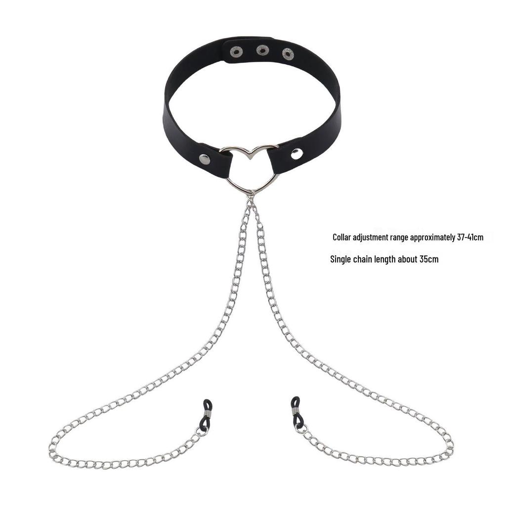 Elegant Choker with Nipple Clamps: Adult Training & Flirting Toy for Couples