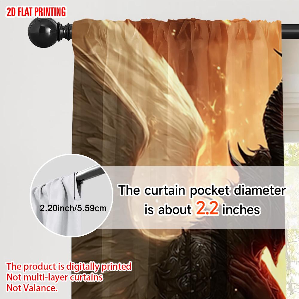 2pcs, plane printing Popular Curtain Panels Black Angel and Beauty Versatile 100% Polyester (without rod) Versatile All