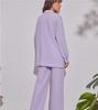 Dames Herfst 2022 Effen Kleur Casual Pak: Shirt met lange mouwen & Broek met elastische taille