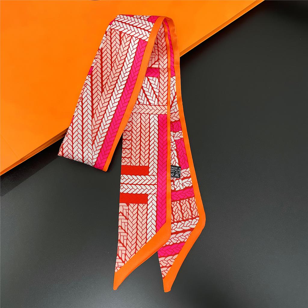 2024 New Rope Print Women Scarf Luxury Brand Silk Scarf Fashion Headband Foulard Skinny Hair Bag Scarves Design Neckerchief