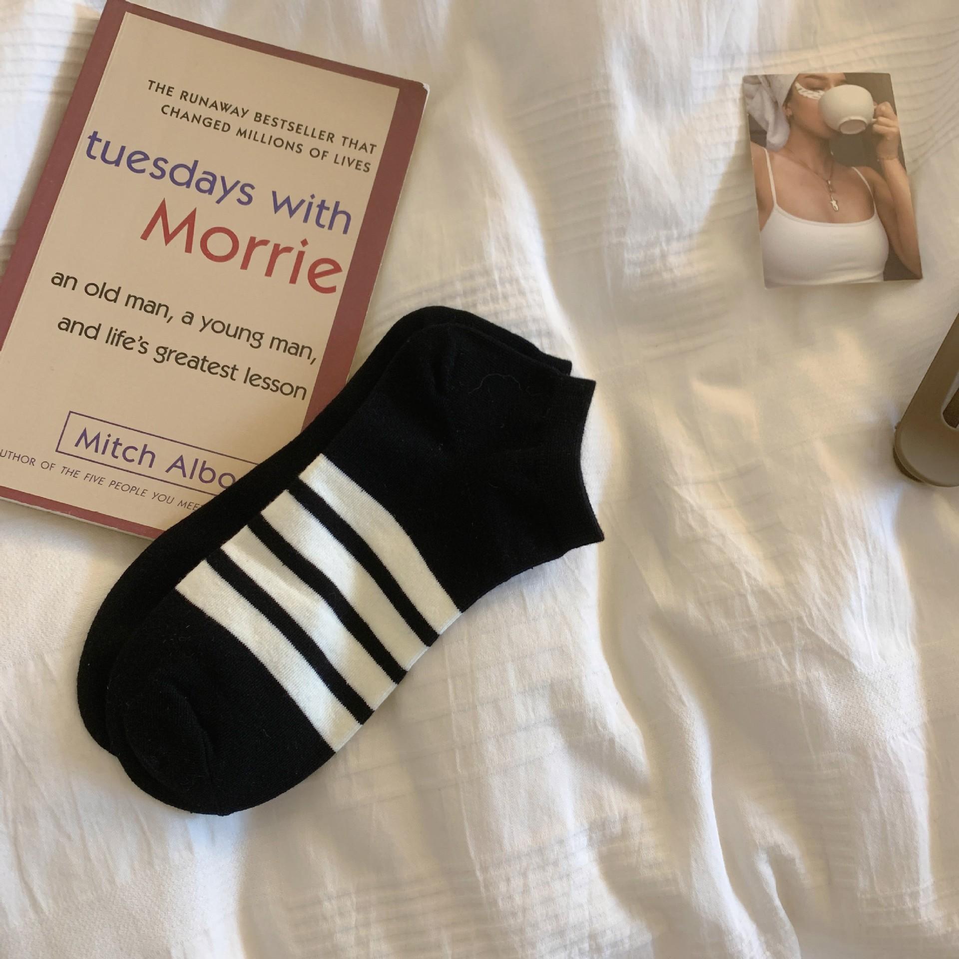 

Socks, Boat Socks, Shallow Mouth Invisible Socks, Cotton Seasonal Thin Socks, Trendy Simple Spring And Autumn Style, Black And White чорний