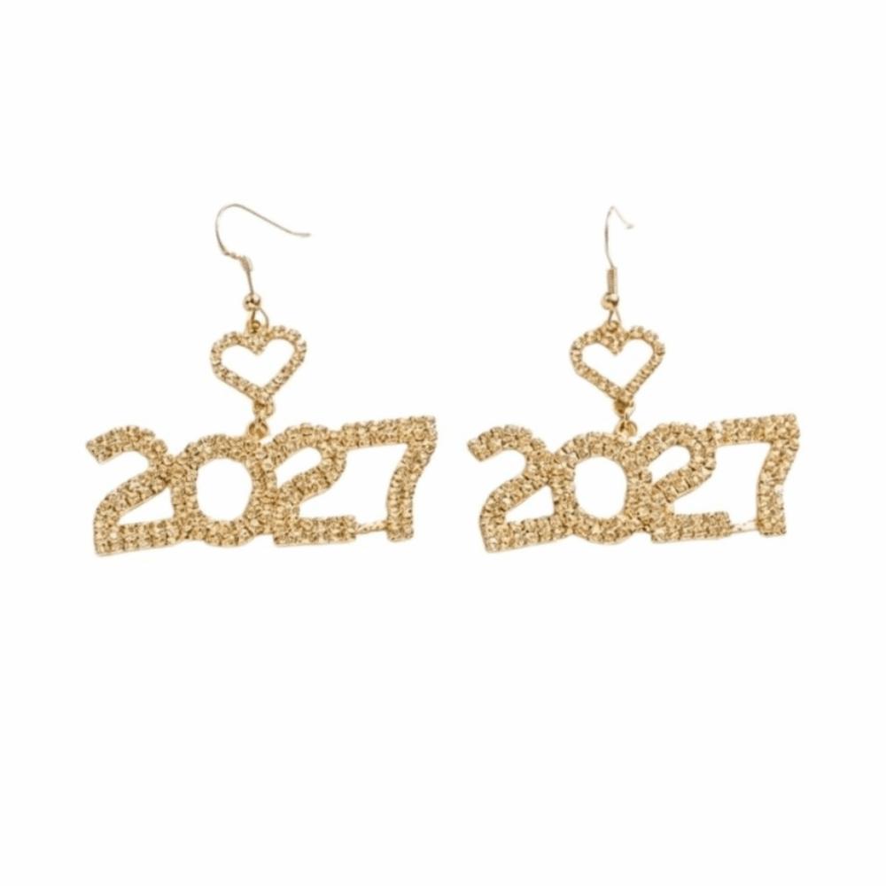 Elegant 2027 Digital Earrings Rhinestone Stud Earrings Jewelry Happy New Year Earrings Party