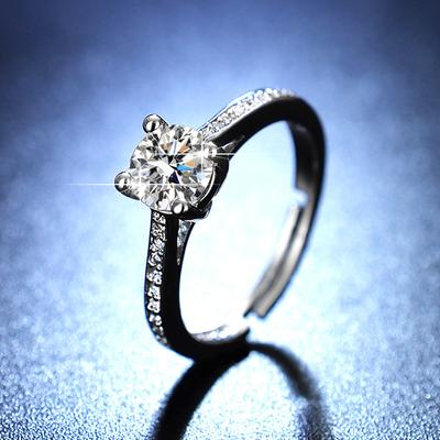 Fashion Four-claw Imitation Diamond Ring Diamond Wedding Ring Ring Couple Ring