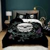Dark Series Skull Bedding Set Gothic Style Skeleton Duvet Cover Pillowcase Room Decor for Teenagers Adult Halloween Gift