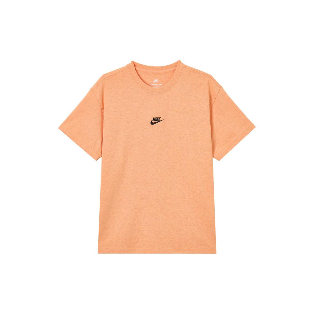 Nike T-shirt da uomo SS22 a tinta unita con stampa logo, girocollo, manica corta, marrone DN5241-824