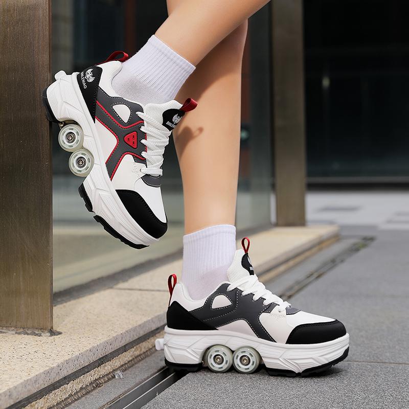 Scarpe Deformabili da Passeggio a Quattro Ruote per Bambini/Uomo Pattini a Rotelle da Uomo/Donna Pattini da Bambino Scarpe Sportive a Due Ruote per Ragazzi e Ragazze