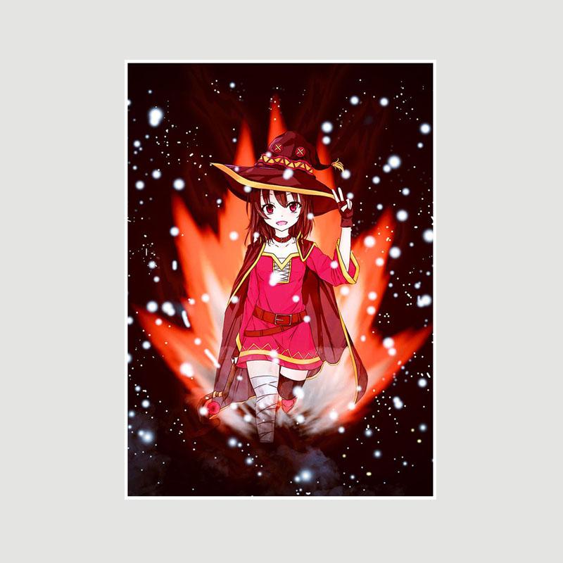 Vintage anime KonoSuba Megumin bílý papír plakáty a tisky ložnice bar kavárna dekorace nástěnná malba retro nástěnné umění malba domácí dekorace