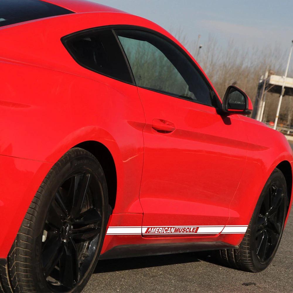 Ford Mustang Racing Stripes & Side Skirt Stickers for Car Modification