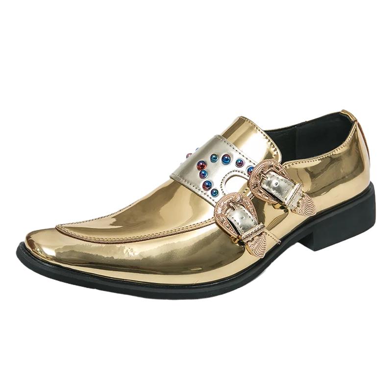 Elegant British Style Party Dress Shoes Flat Loafers Men's Chelsea Shoes Luxurious Purple Men's Business Pointed Shoes