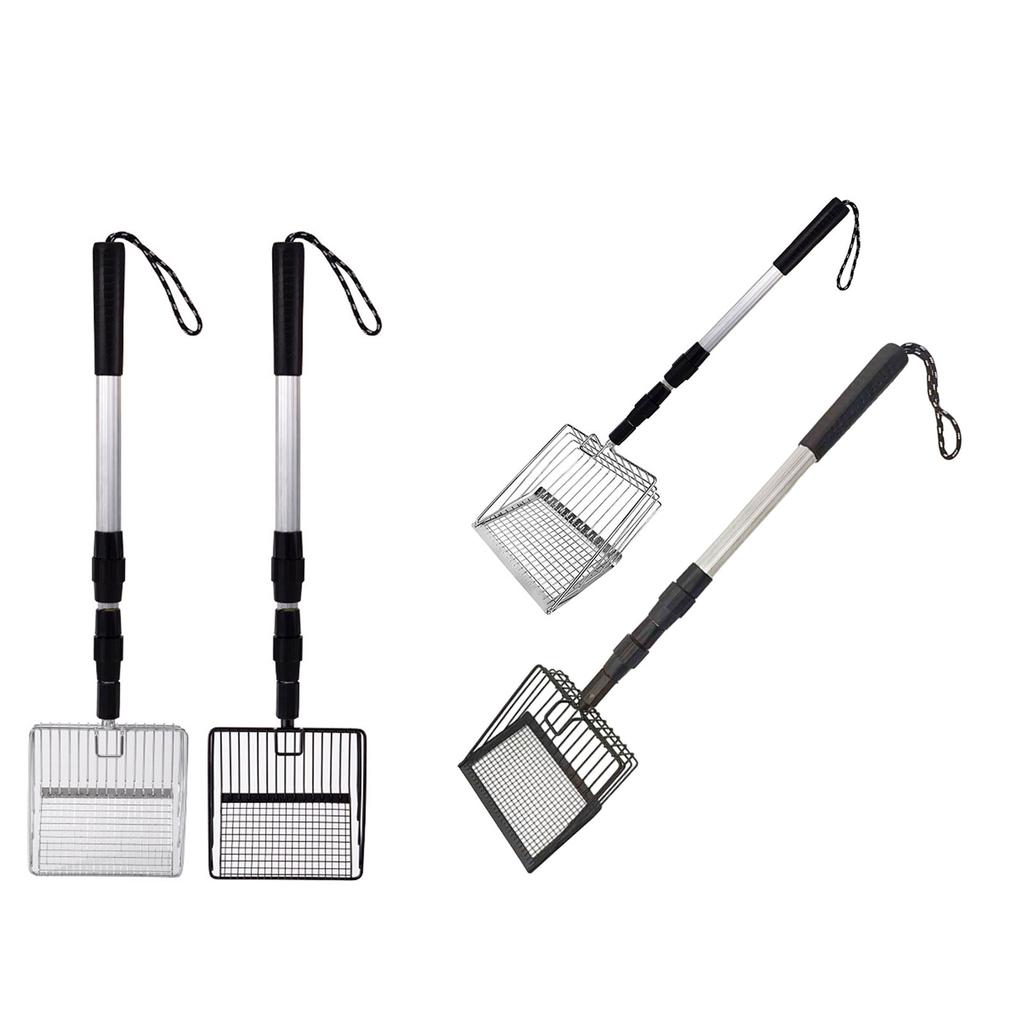 Metal Litter Scoop For Cats With Retractable Handle Efficient Sifting Design Multiuse Chicken Coop Rake Cleaning Tool