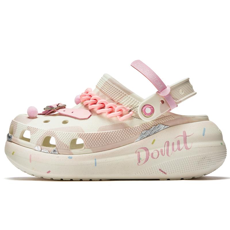 Crocs Crush Clog Da Vinci Custom Hoops Sweet and Exquisite Comfortable and Versatile Beach Non-Slip Hole Shoes Unisex Peach Pink