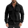 Men Cargo Vintage Jacket Lapel Long-sleeved Shirt Men's Multi-pocket Fleece Coat With Buttons