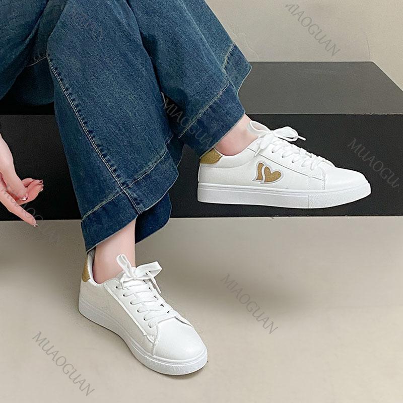 Fashion Shoes for Women Spring Autumn Flat Bottom Vulcanize Shoes Color Blocking Heart Casual Lace Up Sports Fashion Female Sneakers