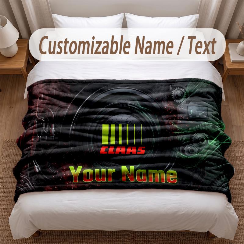 CLAAS Printed Flannel Blanket Custom Name Text Soft Warm Throw For Bedroom Holiday Gift