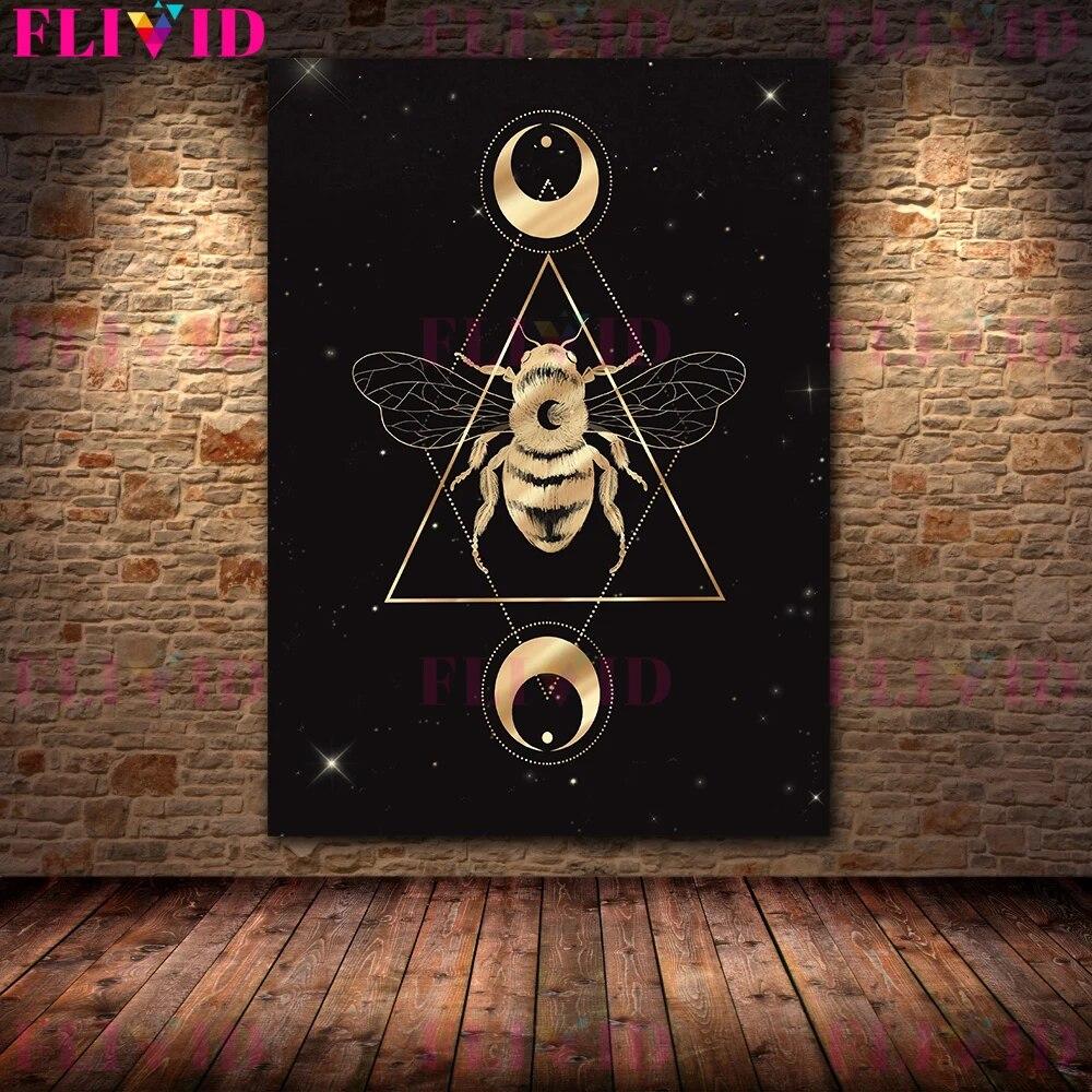 Gold Witchy Art Poster And Print Gothic Home Decor Witch Astrology Constellations Wall Art Witches Calendar Canvas Painting No Frame