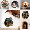Decorative Wall Coverings Christmas Cute Mouse Break?Through Decals, 3D Hole Self?Adhesive Holiday Theme Decor Stickers, DIY for Living