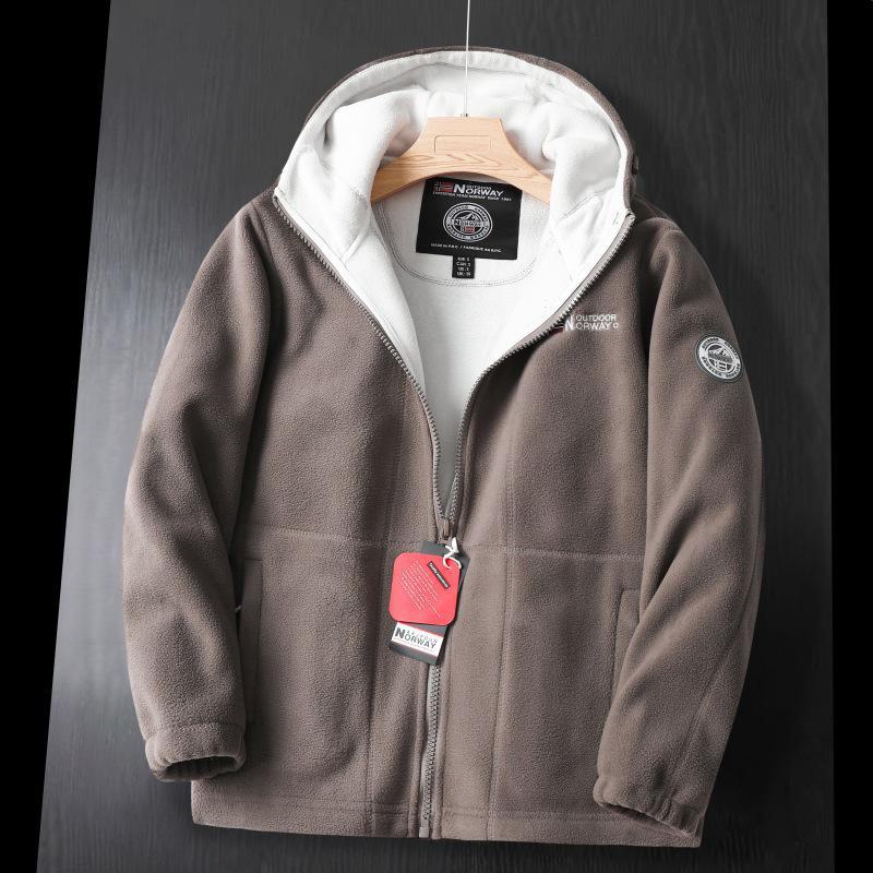 Men's Winter Thick Double-Layer Polar Fleece Hooded Jacket - Cold-Resistant, Warm, Large Size