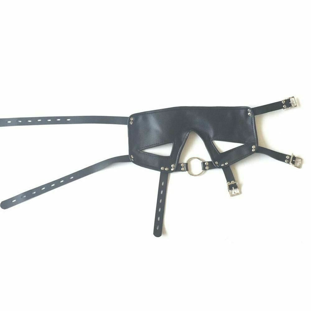 Black Head Harness Restraints Blindfold Open Mouth Ring Gag   Gags