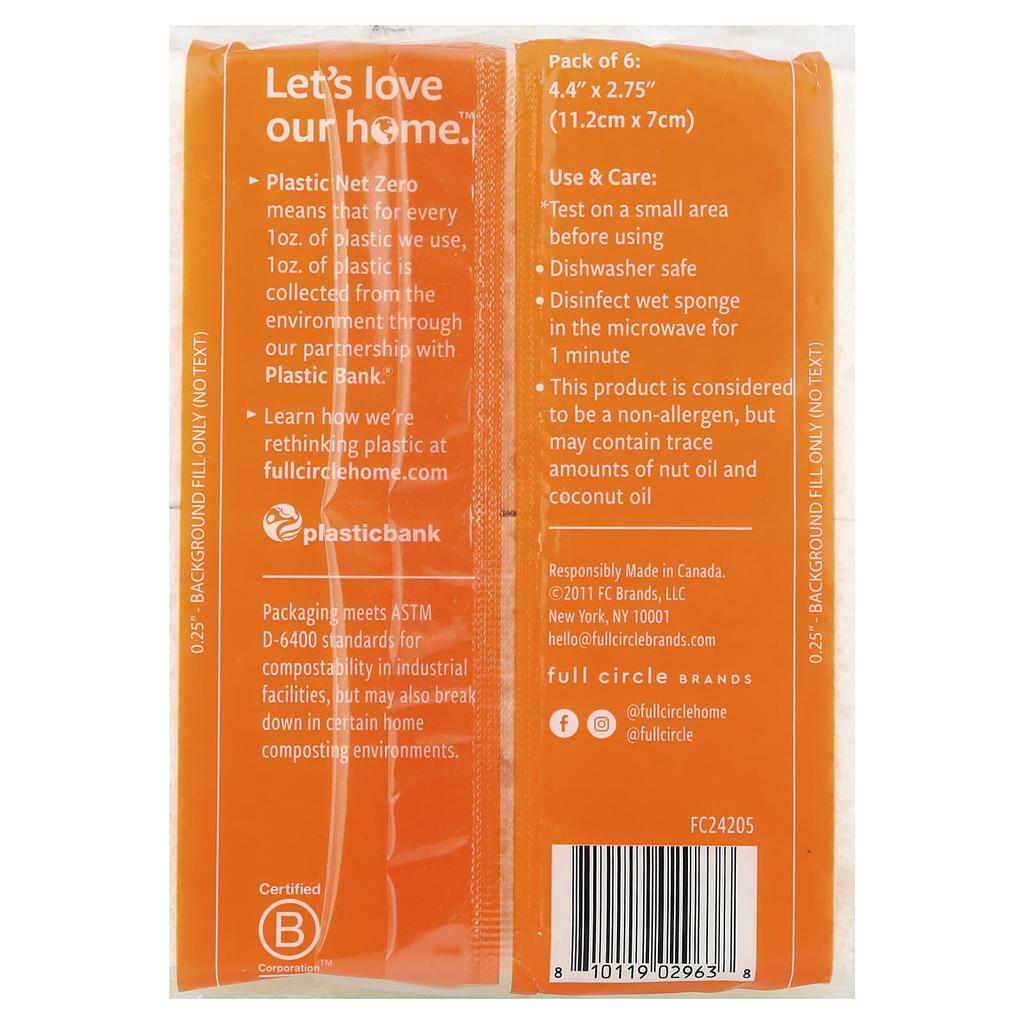 Full Circle, NutCase™, Washing Sponges, 6 Count