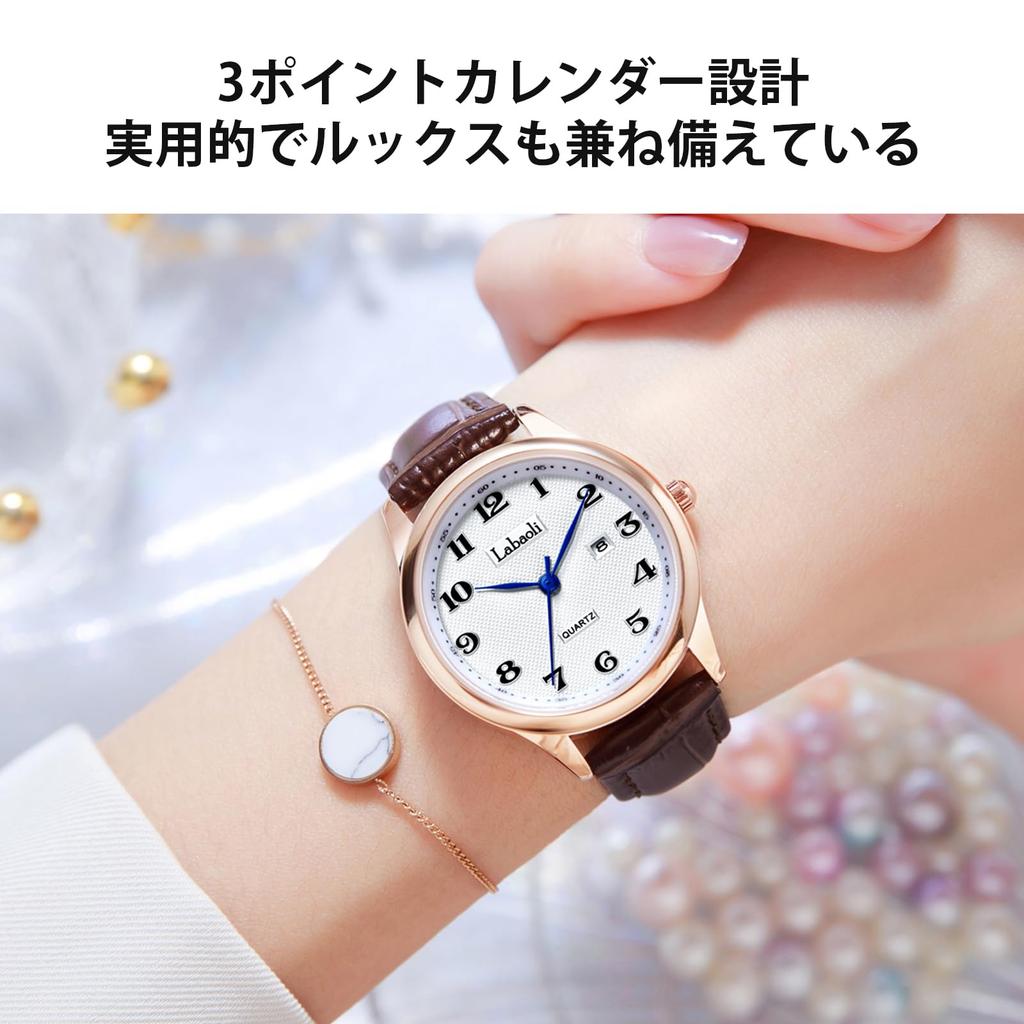 Gold Waterproof Watch Japanese Quartz Gift Band White Ladies' - Popular, Slim, Sparkling, Cute, Movement, Lightweight, Tungsten, (Brown + Dial)