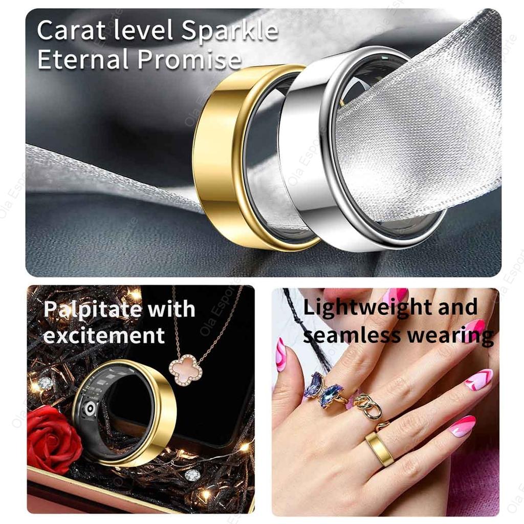New Multi-Functional Smart Ring Men Women With Charging Case Heart Rate Blood Oxygen Monitoring Waterproof For Android iOS