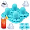 Unique Shaped Ice Cubes Octopus Cube Tray Mold, 4 Grid Maker, Food Grade Flexible TPR Soft Easy Release for Jelly Chocolate Drinks And Cocktails Small