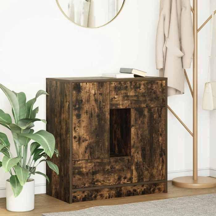 VidaXL Buffet with Drawers and Doors Smoked Oak 70.5x34x74.5 Cm, Storage Furniture, Buffet Cabinet, Entryway Furniture, 861845
