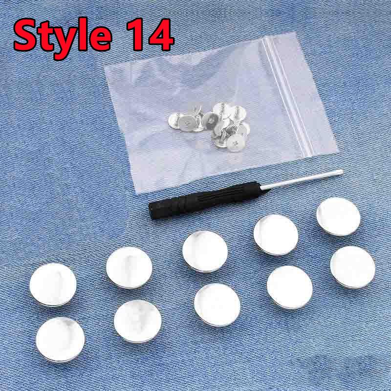 10 PEZZI Bottoni per Jeans di Ricambio 17mm Senza Cucitura Bottone in Metallo Kit di Riparazione Bottoni per Jeans Rimovibili Senza Chiodi Set Accessori da Cucito