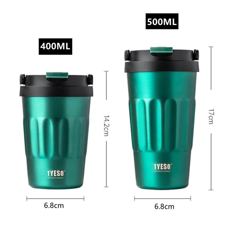 TYESO 400ML/500ML Thermo Bottle Portable Tumbler Vacuum Flasks Travel Coffee Flask Stainless Steel Thermal Cup Car Insulated Cup