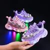 2025 Spring/Autumn Girls' LED Light-Up Pearl Chain Princess Sneakers with Soft Soles