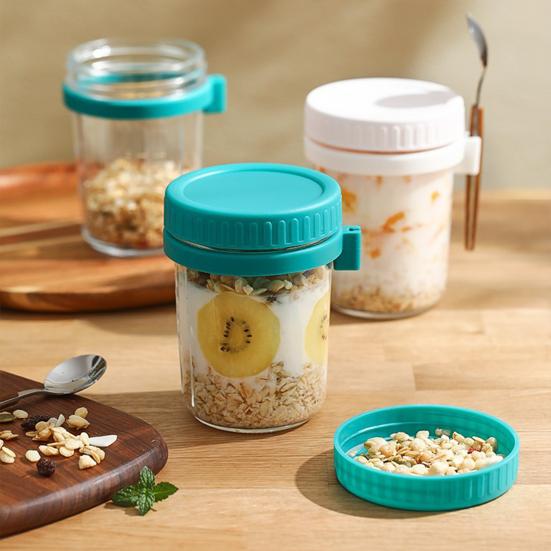 6Pcs Overnight Oat Containers with Lids Food Grade BPA Free Heat-Resistant Glass Mason Jars Airtight Leak-Proof Overnight Oats Jars
