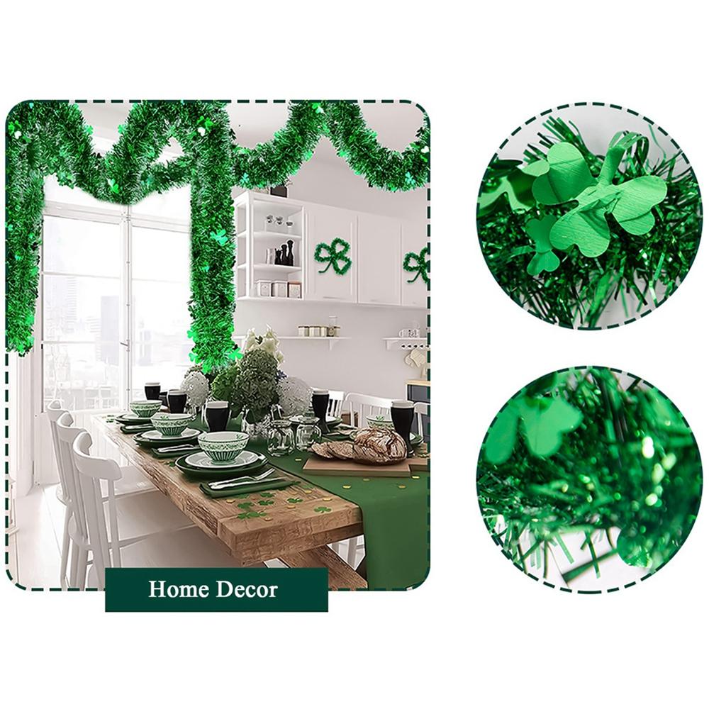 St. Patrick's Day Green Woolen Strips Festival Party Atmosphere Decoration Irish Clover Pendant 2025