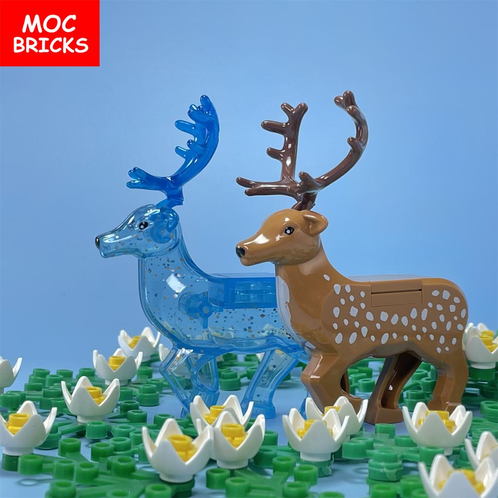MOC Bricks Animal Reindeer Deer Elk Christmas Gift Accessories Assembled Educational Buliding Blocks Kids Toys